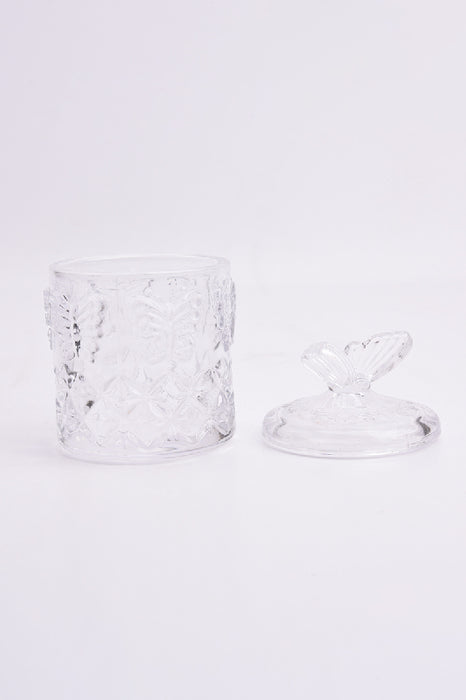 Glasdose Zylinder mit Deckel Schmetterlinge 8x12.5cm