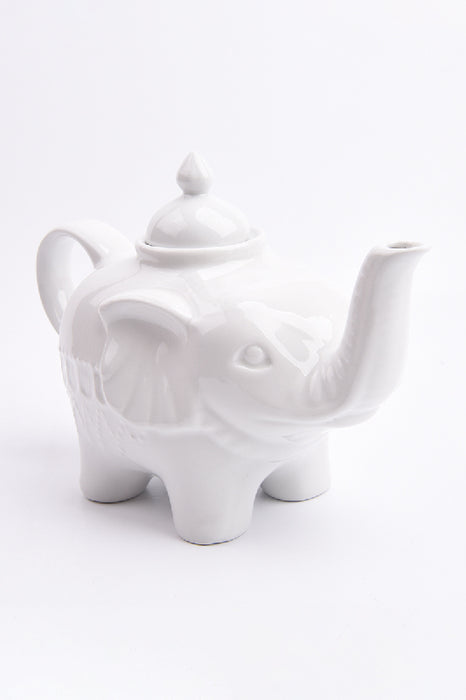 Teekrug Keramik elephantenförmig weiss 22.5x11.5x14cm