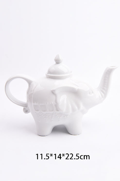Teekrug Keramik elephantenförmig weiss 22.5x11.5x14cm
