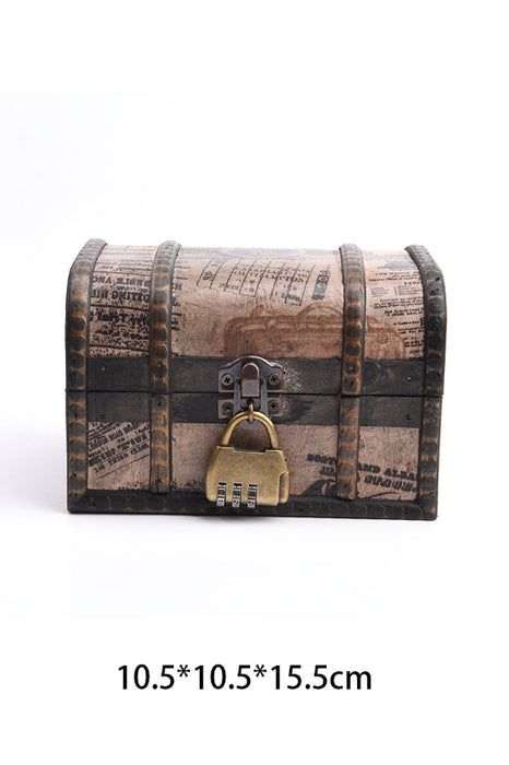 Holzbox braun bedruckt mit Schloss 13x10x8cm