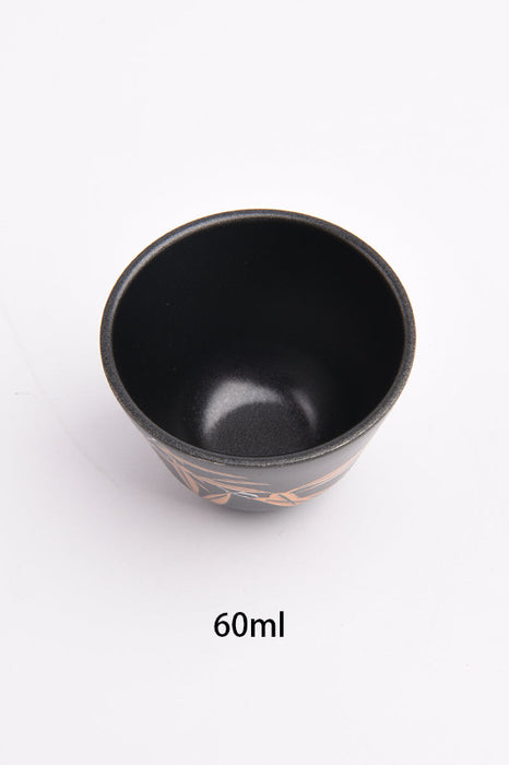 Teebecher schwarz Bambusblätter goldfarben 60ml