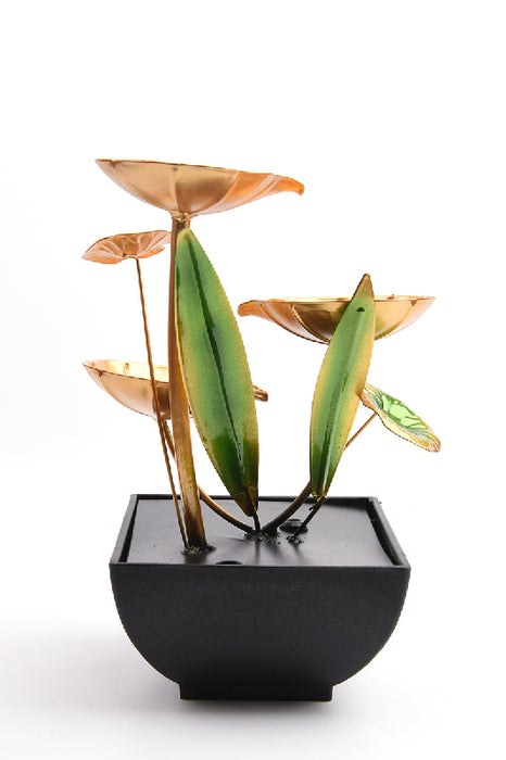 Wasserbrunnen schwarz mit Blumen gelb/grün 18.5x13.5x23.8cm