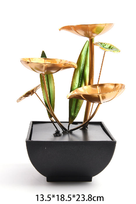 Wasserbrunnen schwarz mit Blumen gelb/grün 18.5x13.5x23.8cm