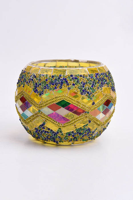 Mosaic Lantern yellow/purple/blue/multicolor 8x10cm