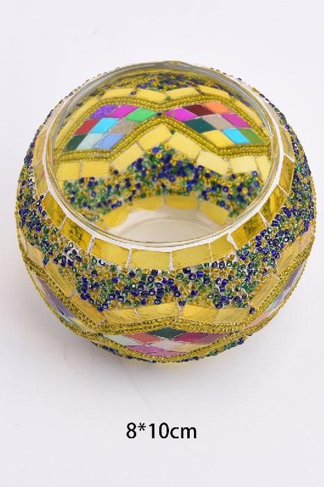 Mosaic Lantern yellow/purple/blue/multicolor 8x10cm