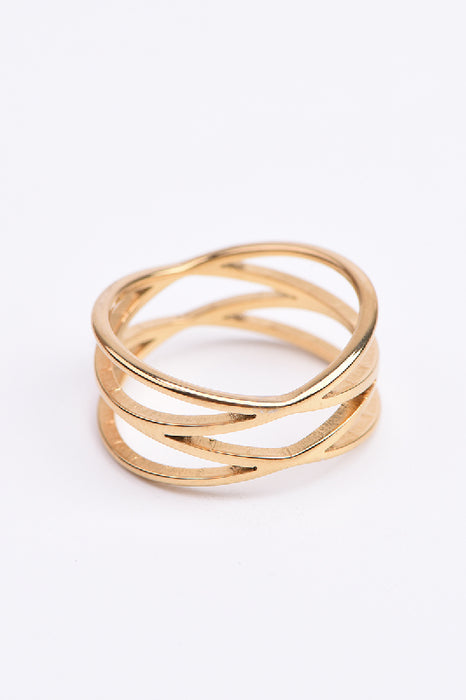Ring Edelstahl vergoldet mehrreihig