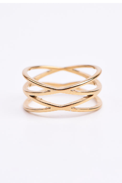 Ring Edelstahl vergoldet mehrreihig