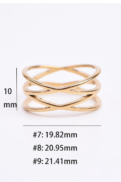 Ring Edelstahl vergoldet mehrreihig