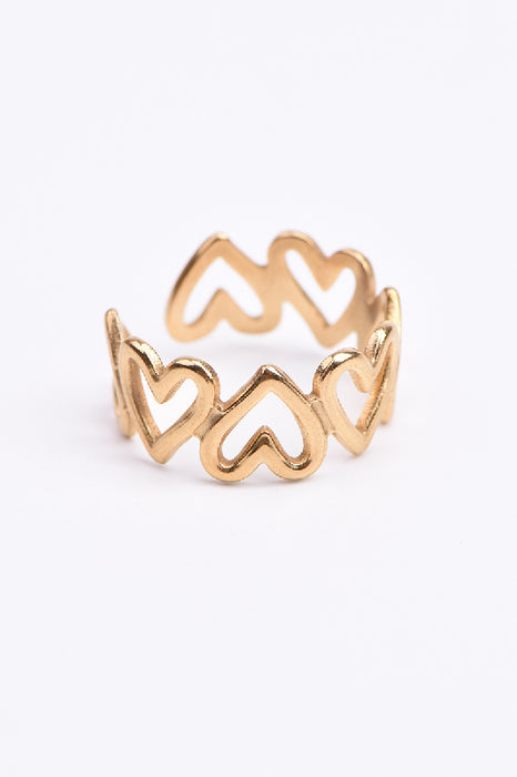 Ring Edelstahl vergoldet kleine Herzen verstellbar