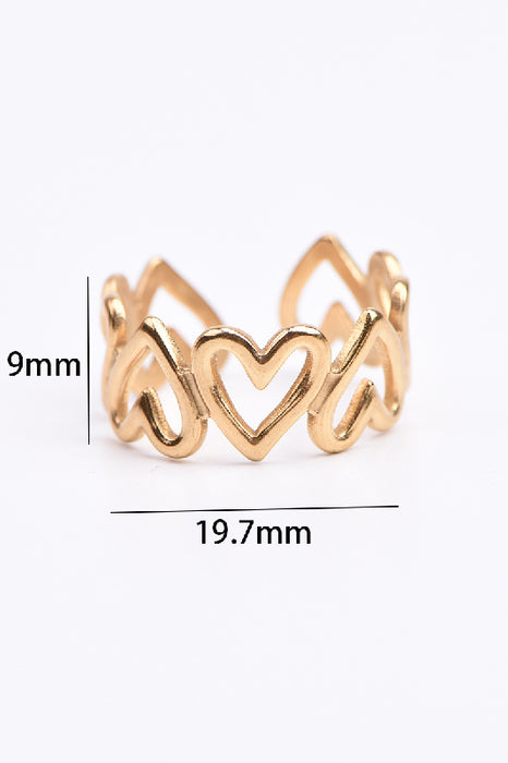Ring Edelstahl vergoldet kleine Herzen verstellbar