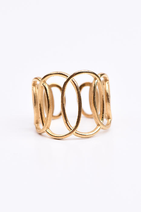 Ring Edelstahl vergoldet breite Ovale verstellbar