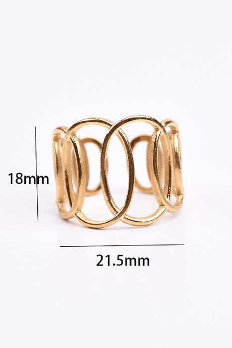 Ring Edelstahl vergoldet breite Ovale verstellbar