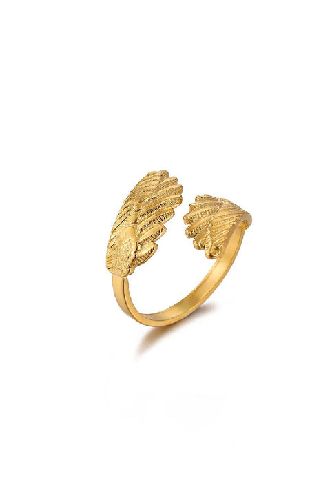 Ring Edelstahl vergoldet kleine Flügel verstellbar