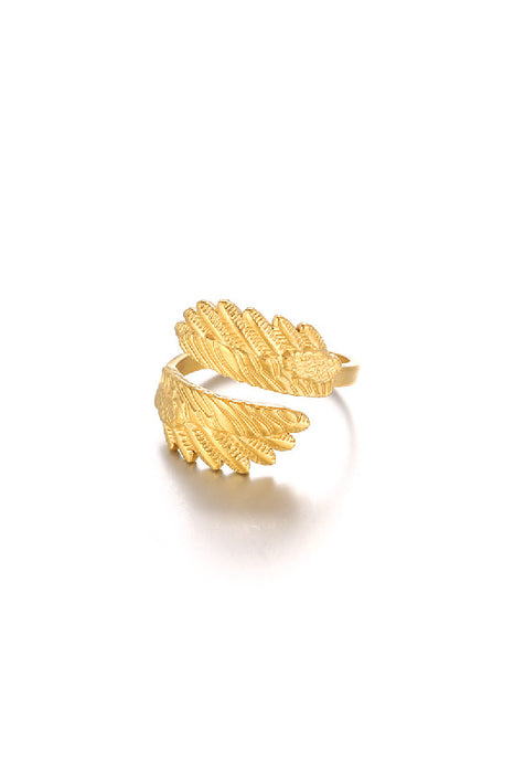 Ring Edelstahl vergoldet kleine Flügel verstellbar