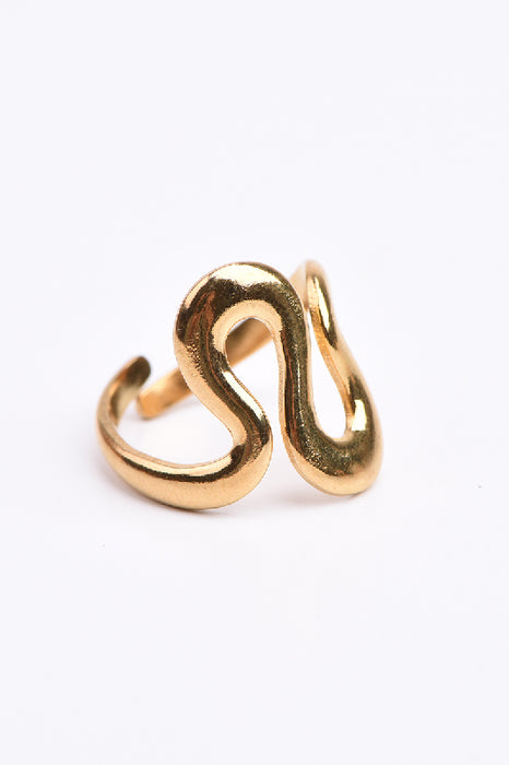 Ring Edelstahl vergoldet Schlange verstellbar