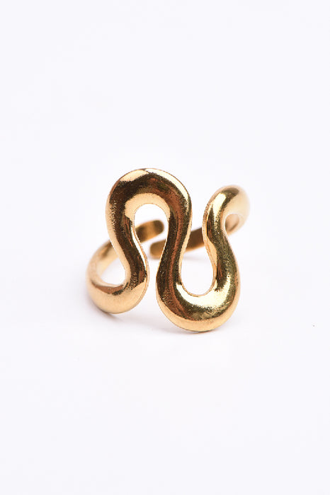 Ring Edelstahl vergoldet Schlange verstellbar