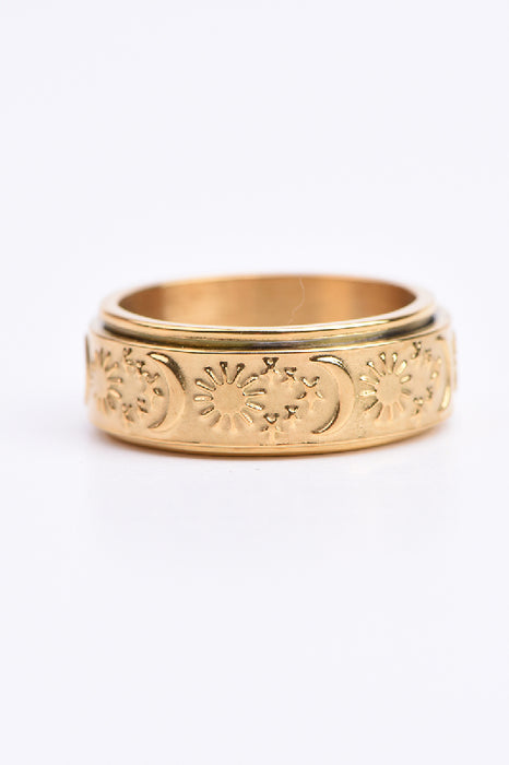 Spinnerring Edelstahl vergoldet Sonne Mond Sterne