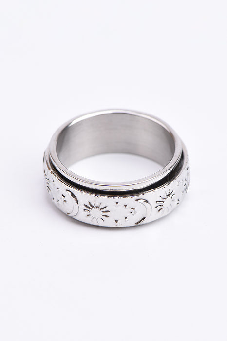 Spinnerring Edelstahl versilbert Sonne Mond Sterne