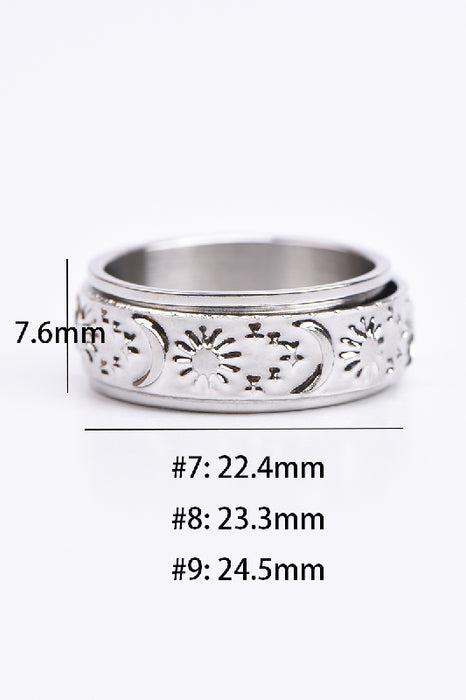 Spinnerring Edelstahl versilbert Sonne Mond Sterne