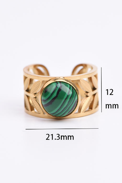 Ring Edelstahl vergoldet Malachit verstellbar