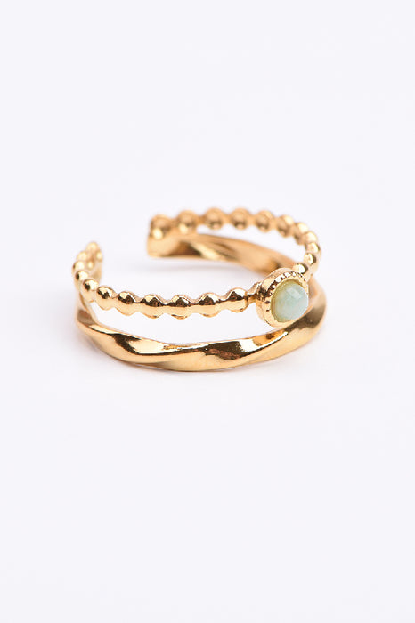 Ring Edelstahl vergoldet Amazonit klein verstellbar