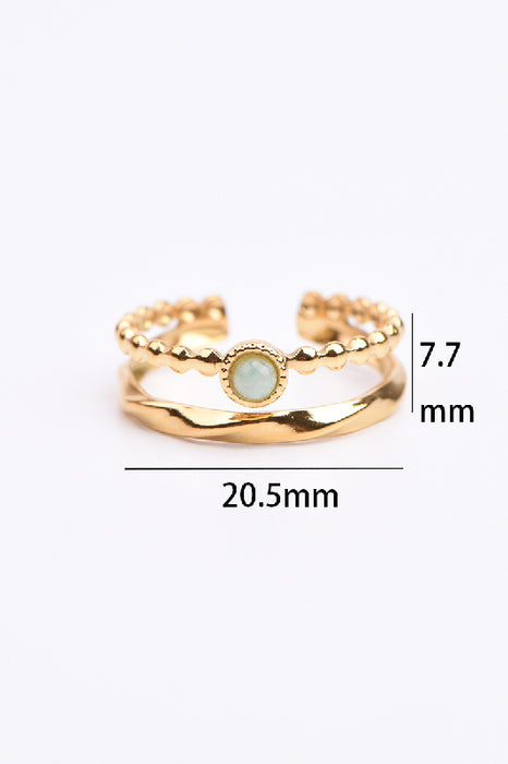 Ring Edelstahl vergoldet Amazonit klein verstellbar