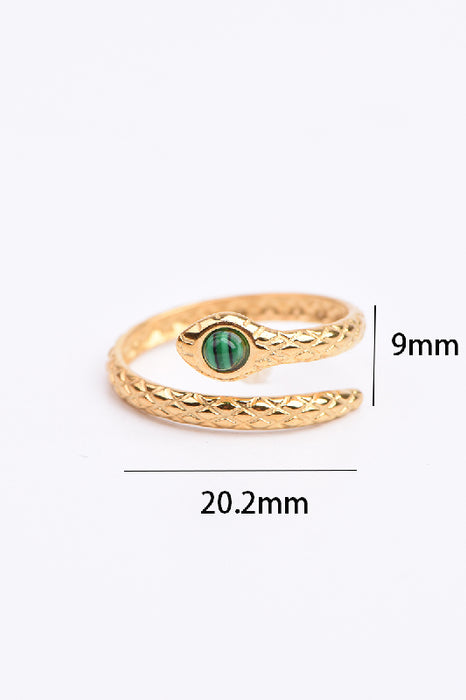 Ring Edelstahl vergoldet Schlange Malachit verstellbar