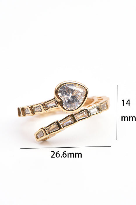 Ring Edelstahl vergoldet Herz Zirkonia Klasse 5A verstellbar
