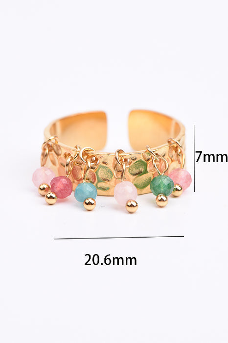 Ring Edelstahl vergoldet Jade multicolor verstellbar