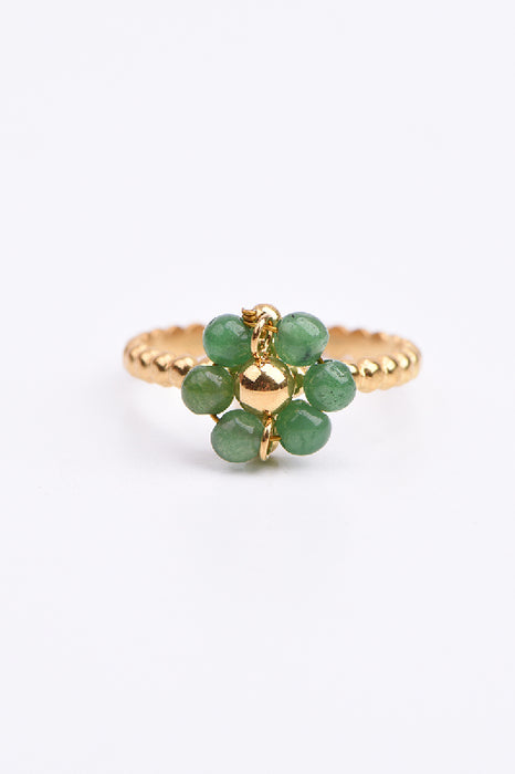 Ring Edelstahl vergoldet kleine Blume afrikanischer Türkis verstellbar