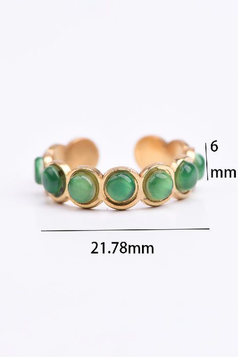 Ring Edelstahl vergoldet 10 Perlen Zirkonia Klasse 5A