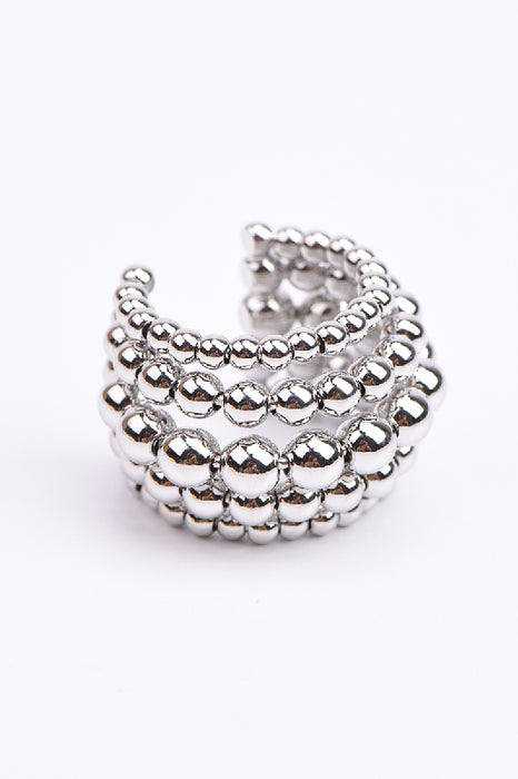 MISSING_Ring stainless steel silver-plated 5-row beads adjustable