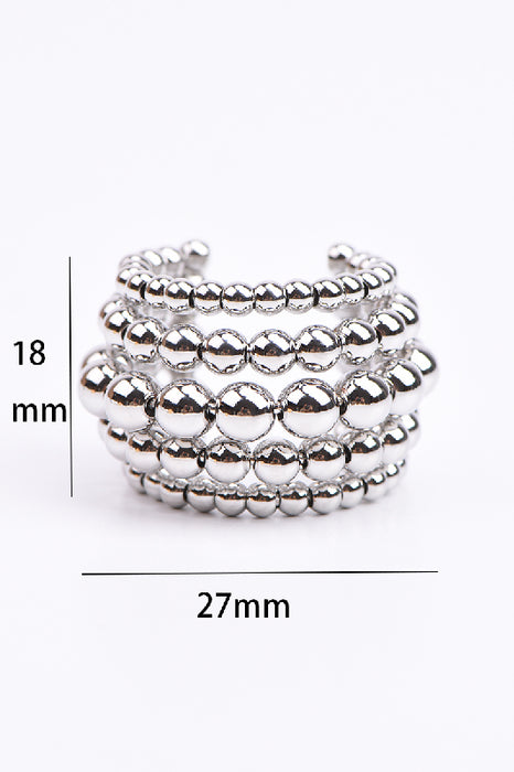 MISSING_Ring stainless steel silver-plated 5-row beads adjustable