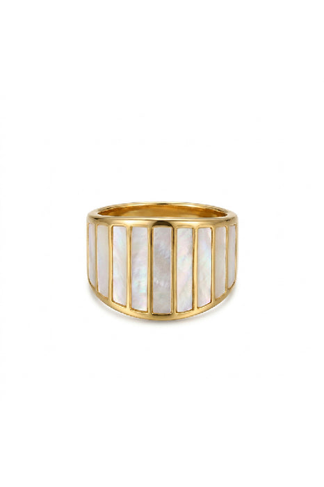 Ring Edelstahl vergoldet Perlmutt