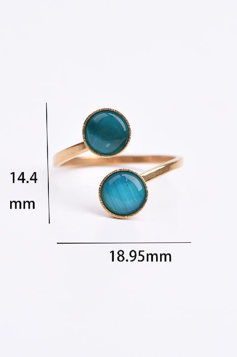 Ring Edelstahl vergoldet blaues Katzenauge verstellbar