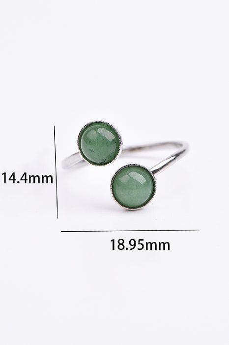 Ring Edelstahl vergsilbert grüner Aventurin verstellbar