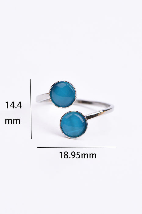 Ring Edelstahl vergsilbert blaues Katzenauge verstellbar