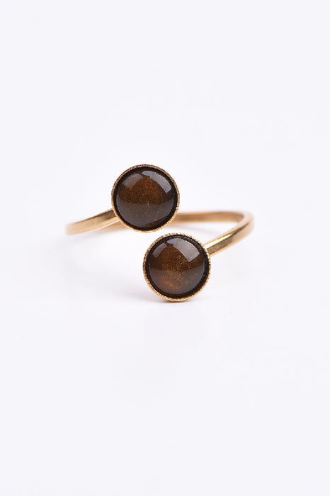 Ring Edelstahl vergoldet Tigerauge verstellbar