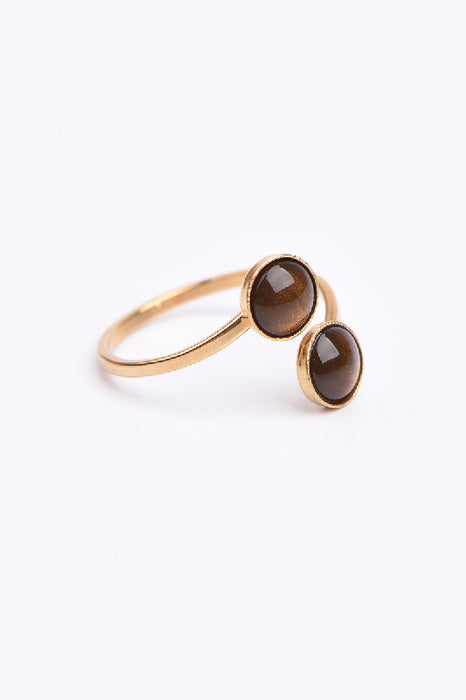 Ring Edelstahl vergoldet Tigerauge verstellbar