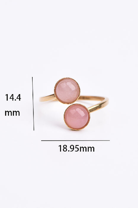 Ring Edelstahl vergoldet Rosenquarz verstellbar