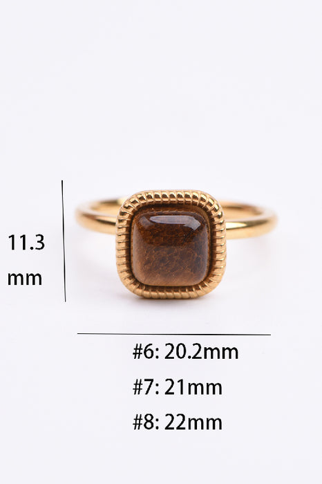 Ring Edelstahl vergoldet quadratischer Stein Tigerauge