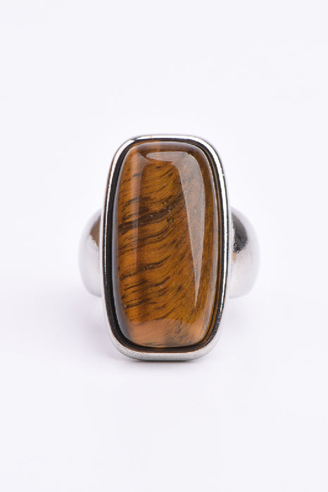 Ring Edelstahl versilbert Tigerauge