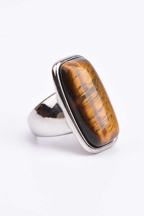 Ring Edelstahl versilbert Tigerauge