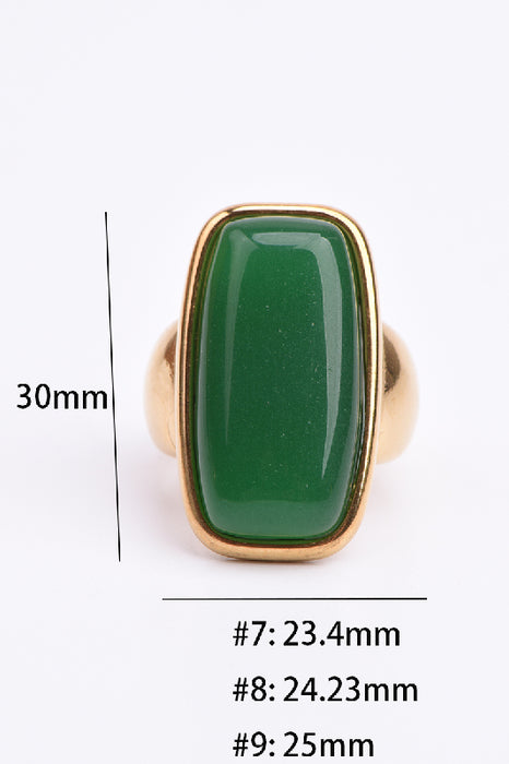 Ring Edelstahl vergoldet grüne Jade