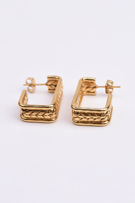 Earring stainless steel gold plated half hoop angular
