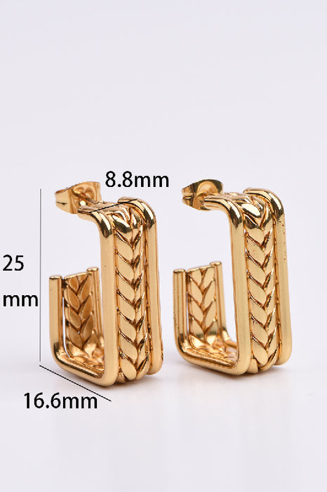 Earring stainless steel gold plated half hoop angular