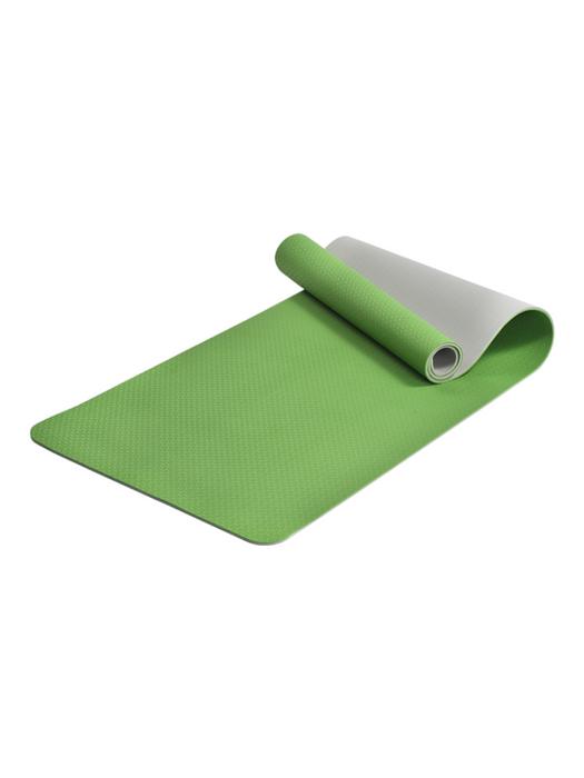 Yoga mat TPE green &amp; grey 183x61x 0.6 cm