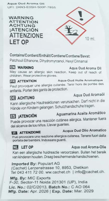 Aroma Öl 10ml Aqua Oud - PITTA (Tri Dosha Beduftung)