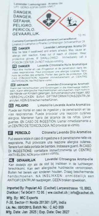 Huile aromatique 10ml Lavande Citronnelle (Tridosha)
