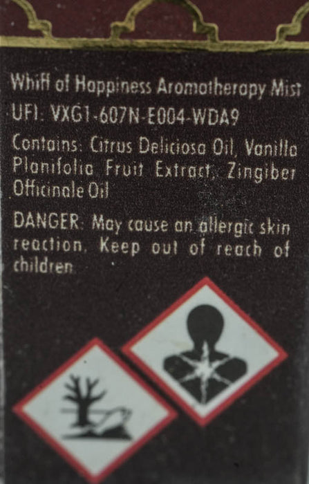 Aromaspray Whiff of Happiness - Duftnote: Vanille, Ingwer, Mandarine, 8 ml